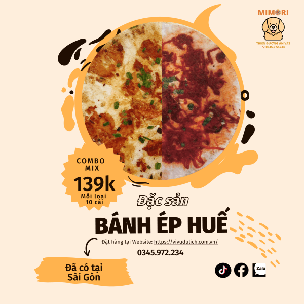 Bánh ép Huế khô bò combo 2 vị 20 cái