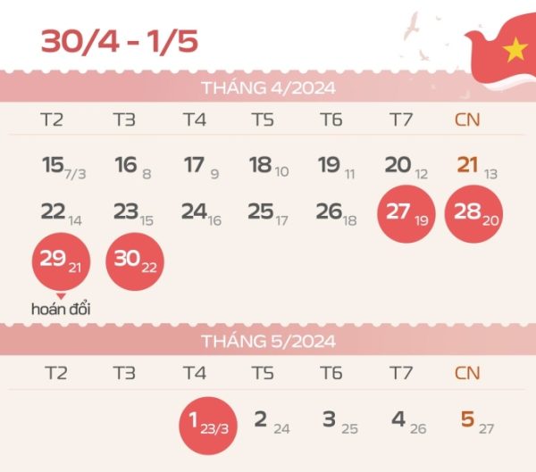 Lịch nghỉ lễ 30/4 chính thức như thế nào?