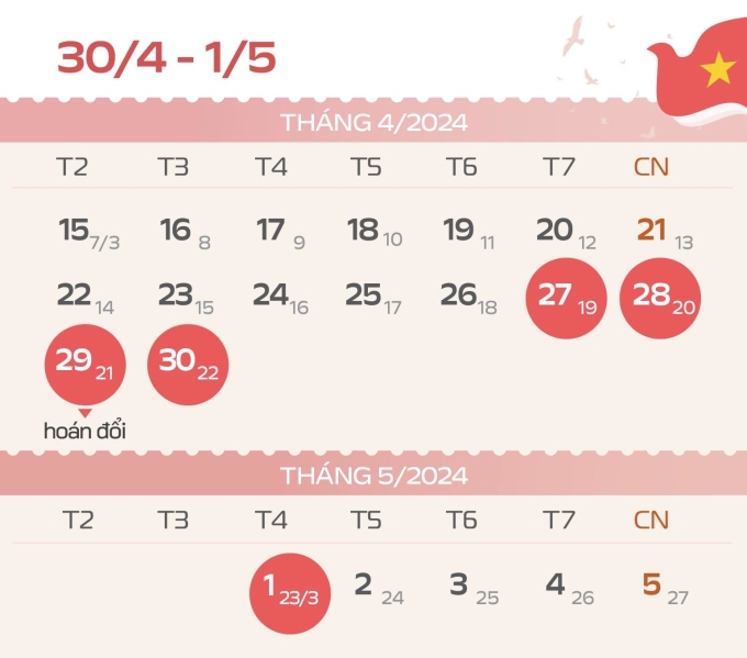 Hình đại diện Lịch nghỉ lễ 30/4 chính thức như thế nào?